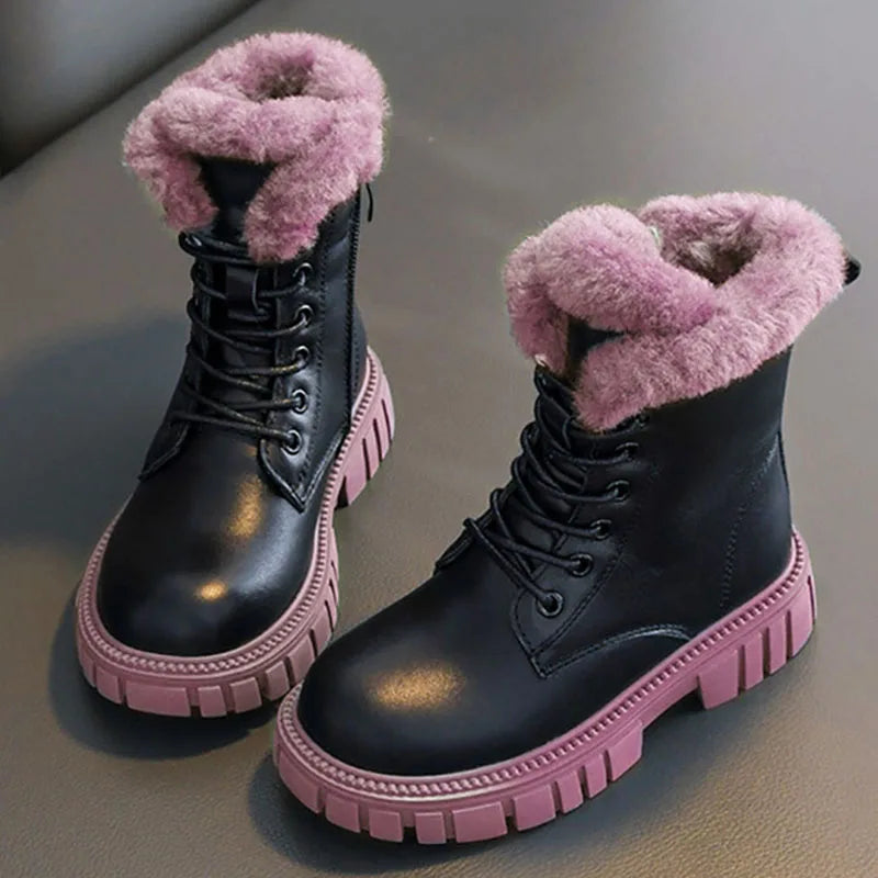 Botas de invierno de moda de Cindy: calzado elegante de piel sintética de inspiración coreana para niñas de 6 a 18 años