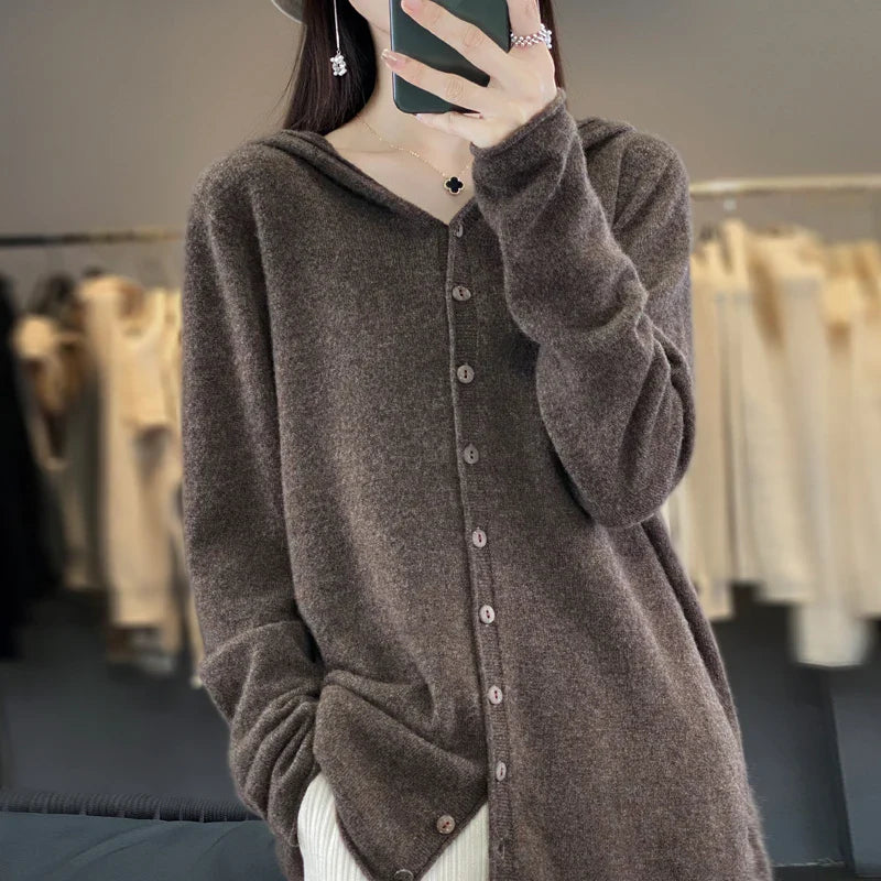 Pauline: 100% Wool Cardigan Sweater for winter