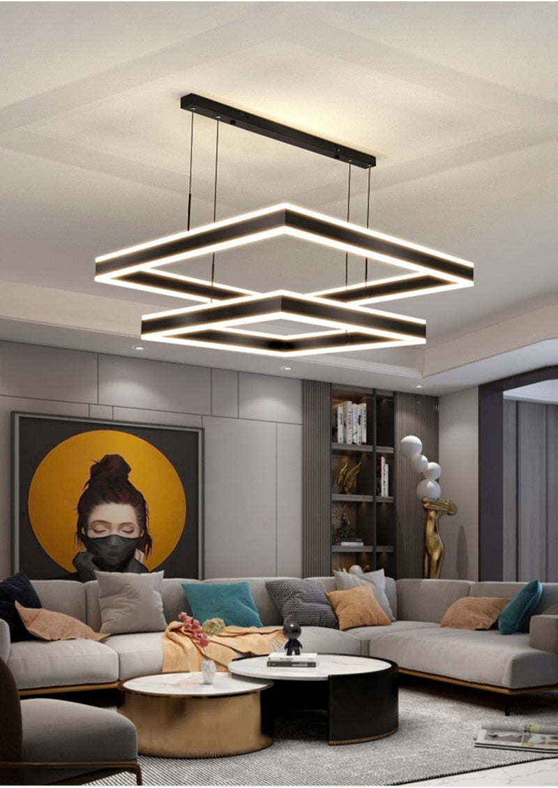 YLK Kare - Lustre led moderne pour salon design carré de luxe