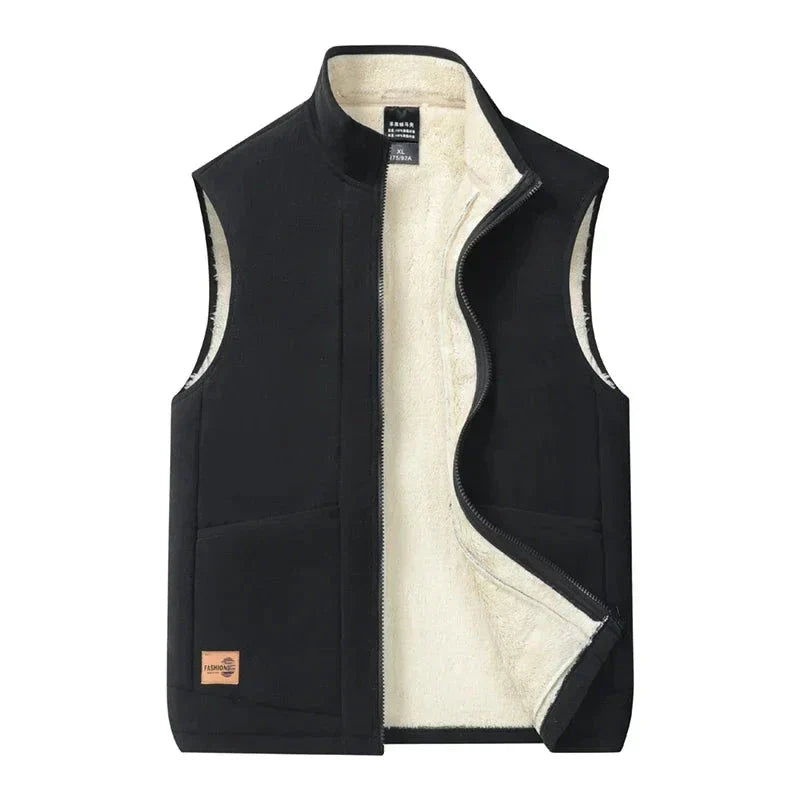 Ceji Vest - Chaqueta acolchada de lana de cordero cálida para hombre para otoño e invierno