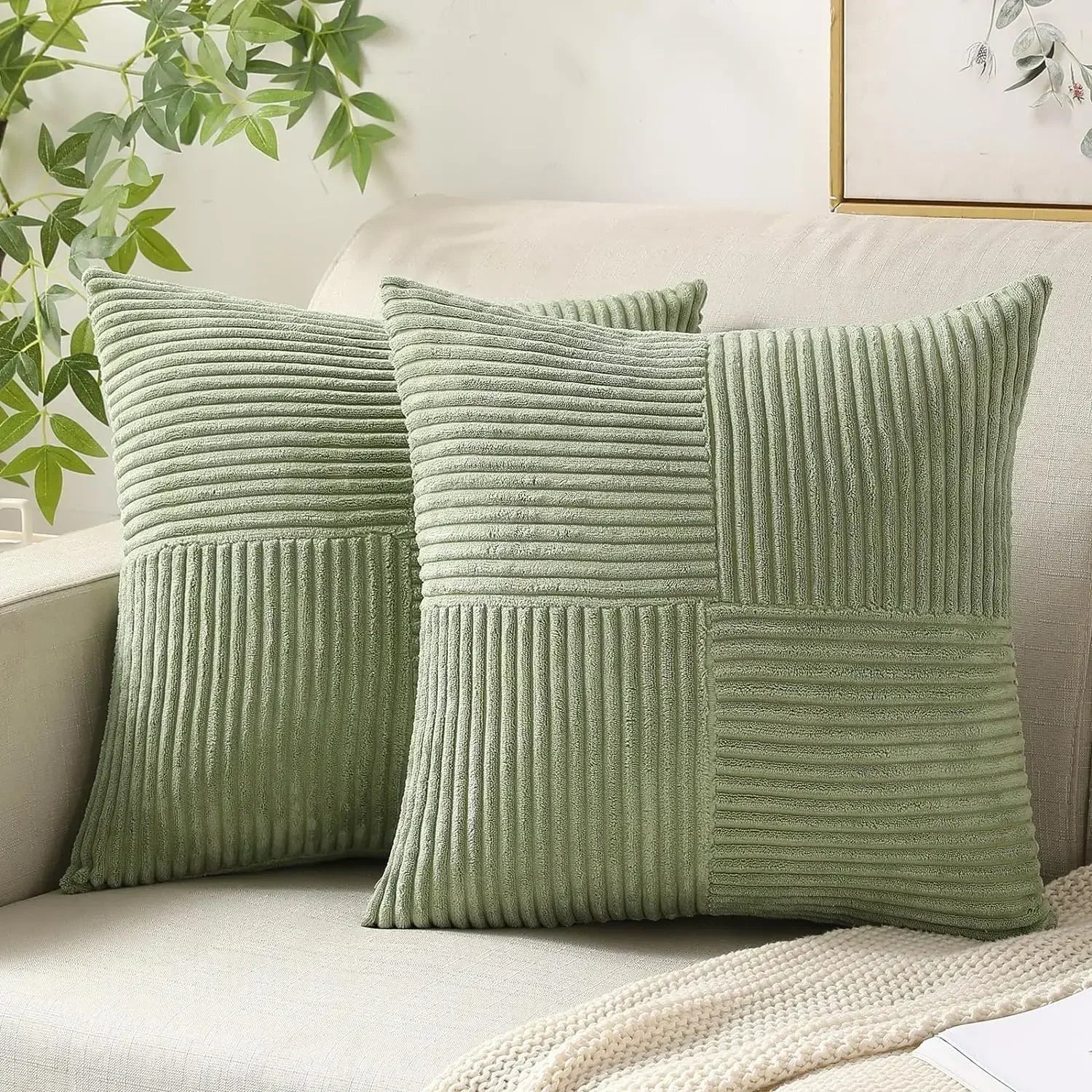 StripeCozy - Capa de Almofada de Corduroy Macio para Decoração de Casa