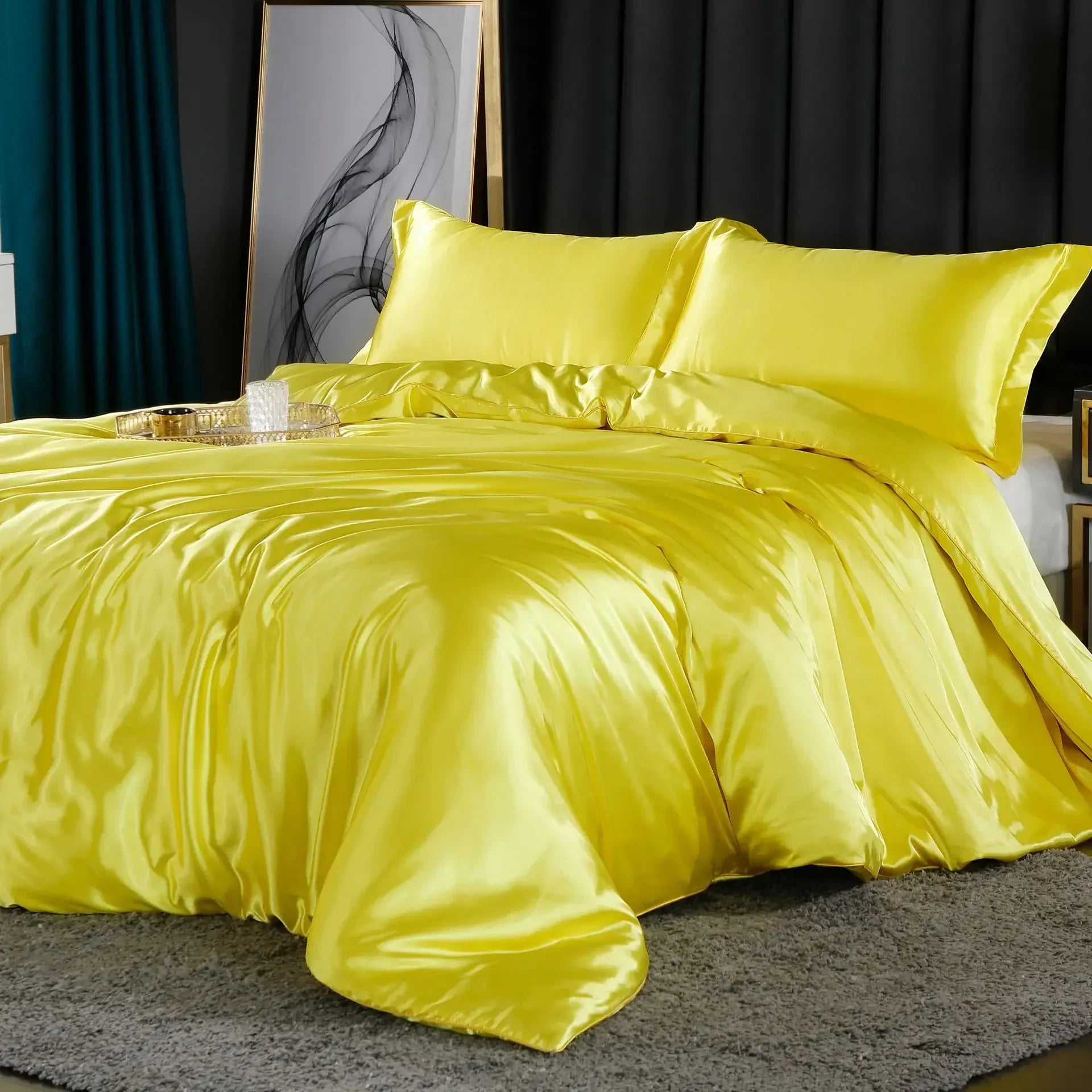 Luxury Silk Bedding Set - 4 Pieces (1 Flat Sheet + 1 Duvet Cover + 2 Pillowcases)