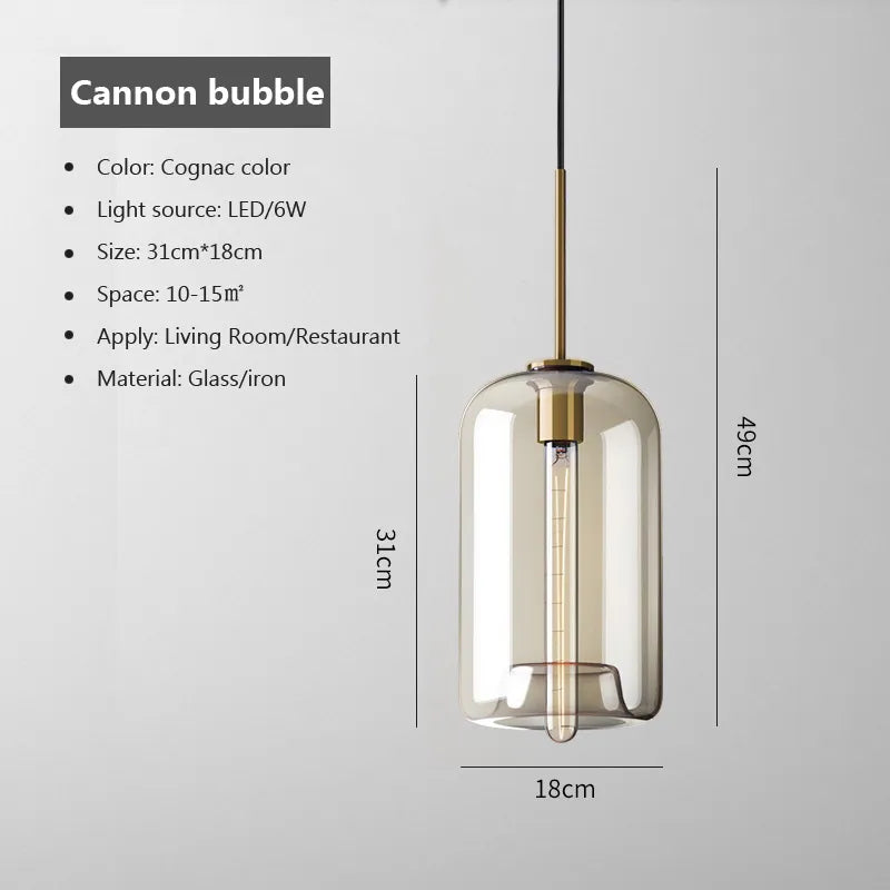 Moderne luxe led-hanger van glas in Scandinavische industriële stijl