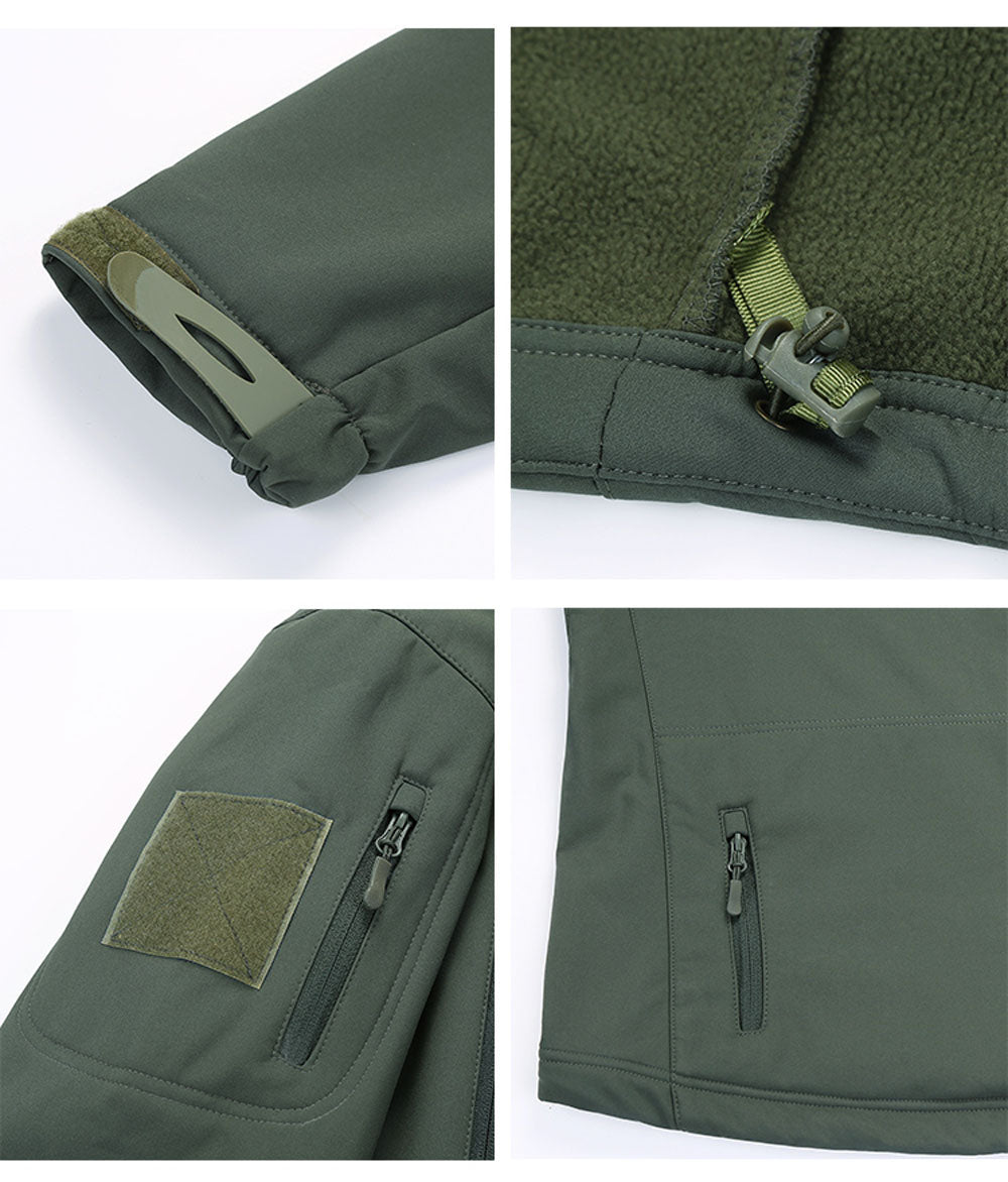 Giacca militare soft shell in pelle di squalo - Cappotto caldo con cappuccio tattico antivento e impermeabile