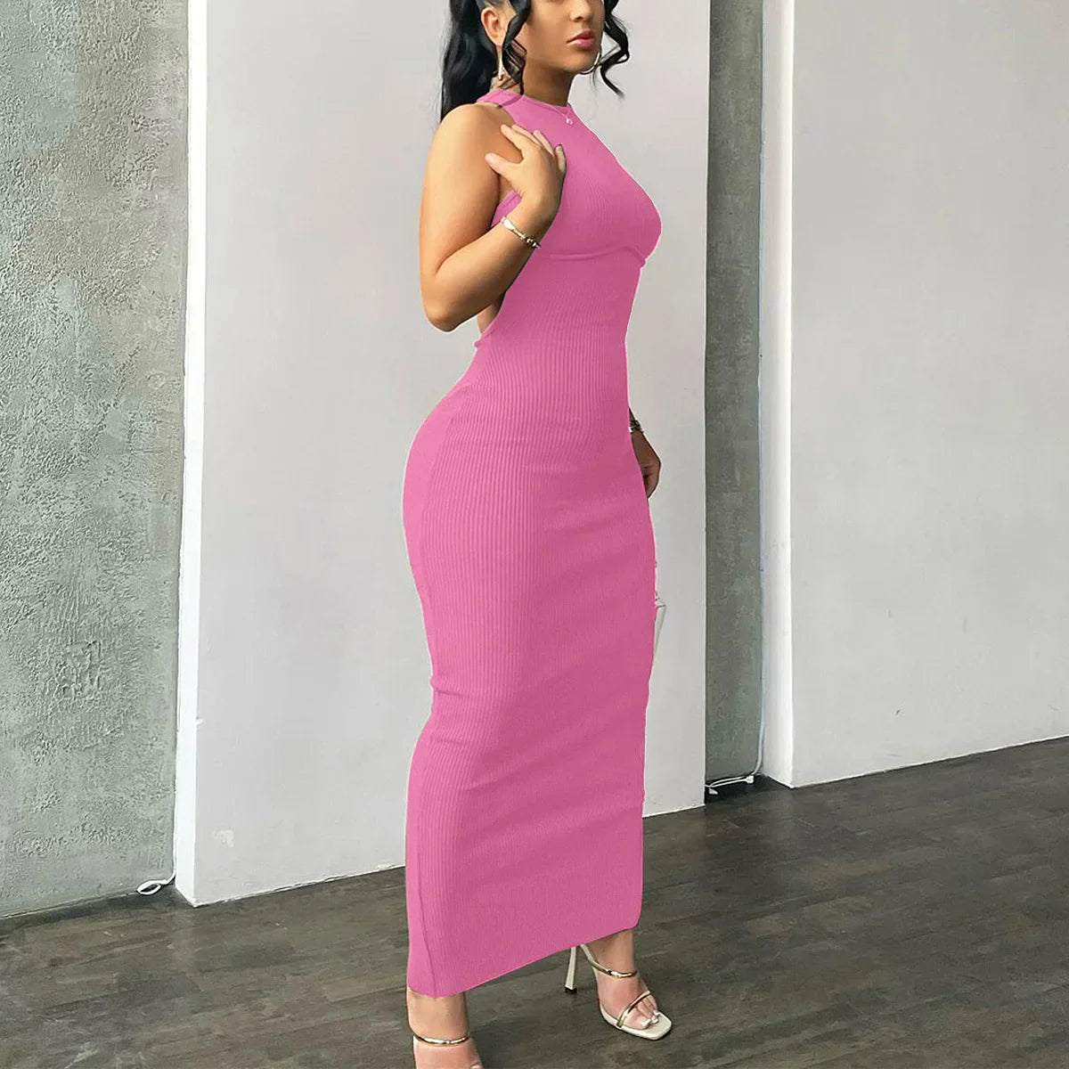 Sara Hollow Out Backless Sexy Slit Mini Šaty - Jarní Bodycon 2025 pro ženy