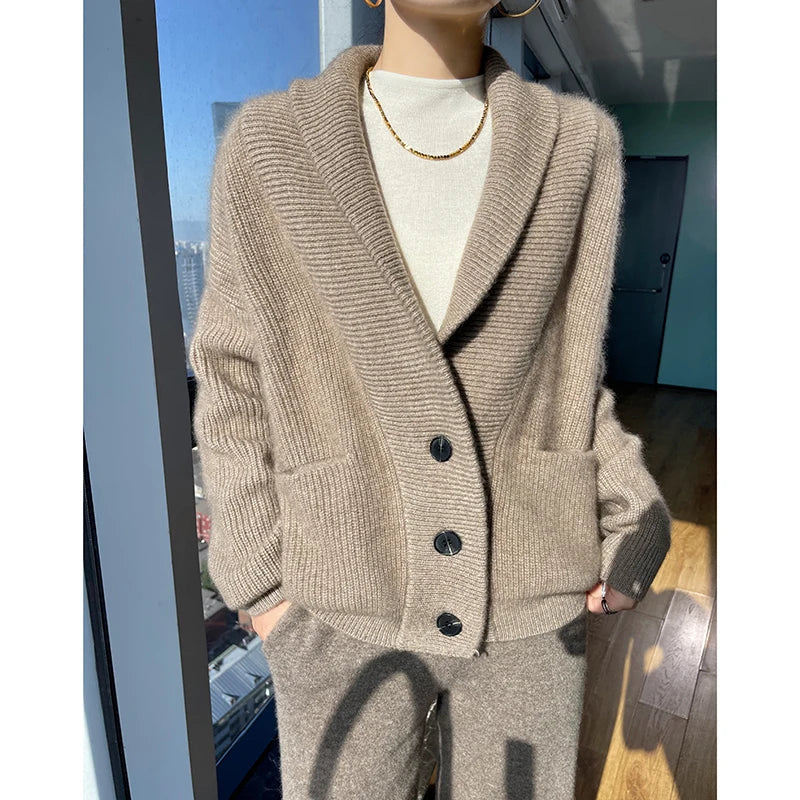 Elin: 100% Wool Winter Sweater Thickening Cardigan