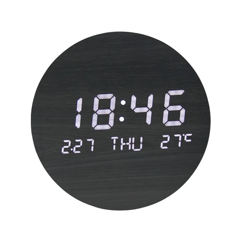 EcoChime – Horloge de bureau en bois avec alarme et affichage LED