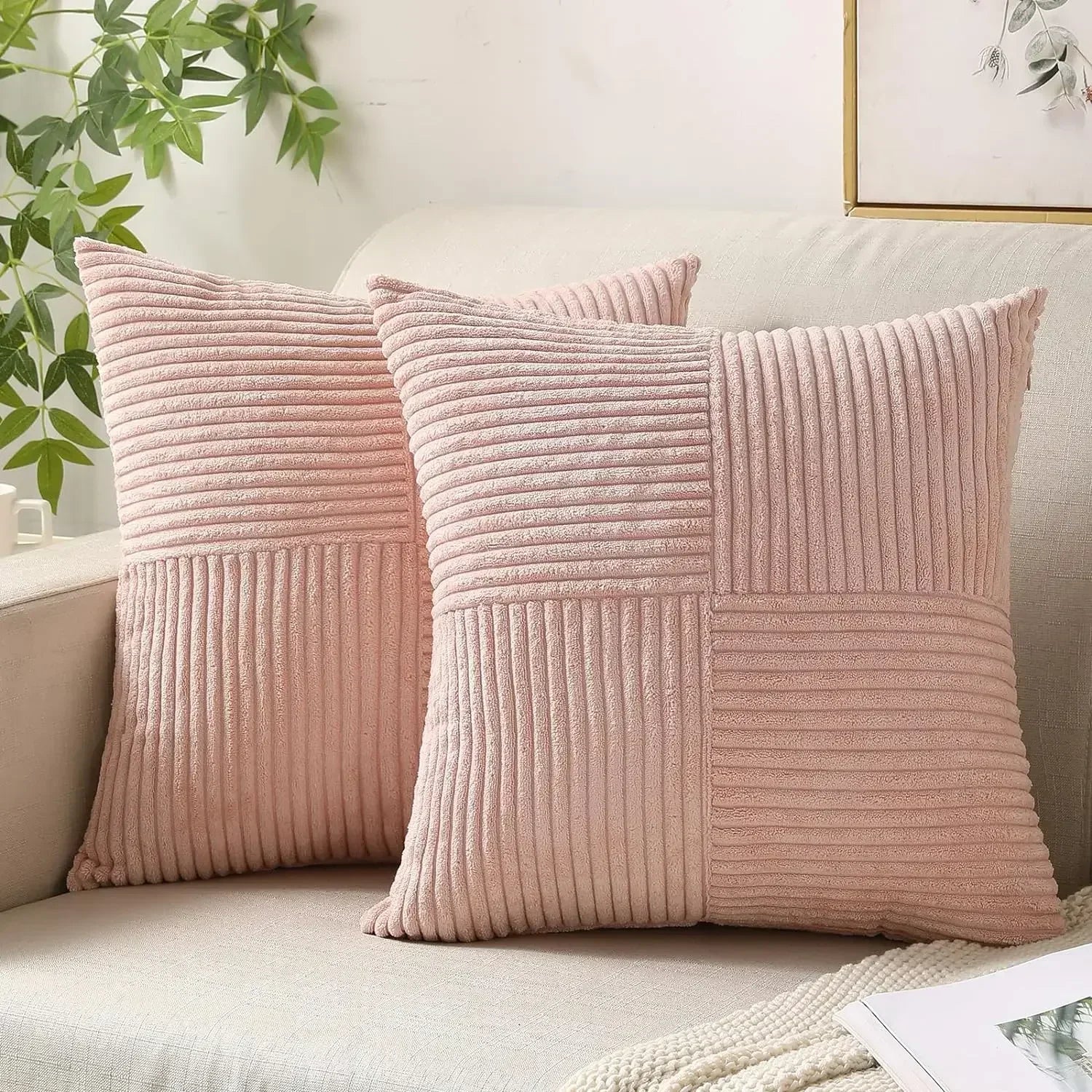 StripeCozy - Soft Corduroy Cushion Cover for Home Decor