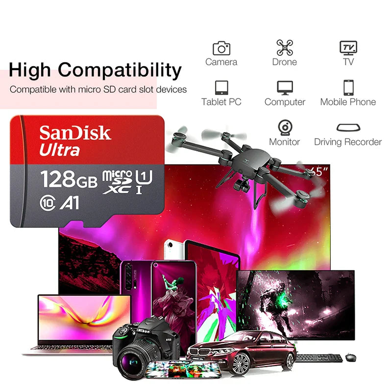 כרטיס זיכרון סנדיסק מקורי 256GB 128GB 64GB 32GB כרטיס זיכרון MicroSD