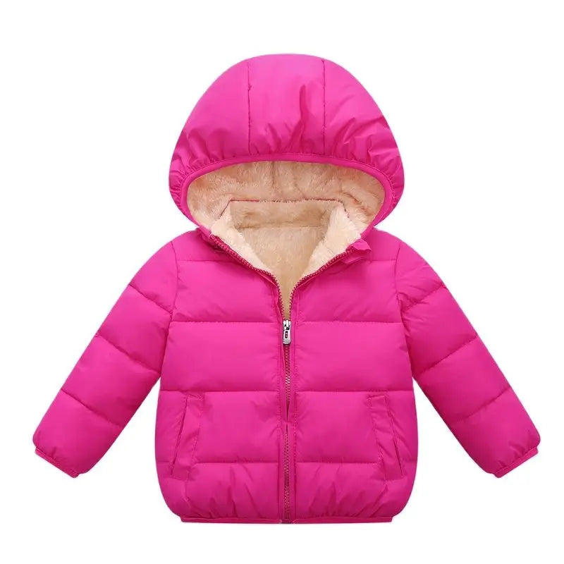 Cozy Winter Hooded Jacket for Kids - Thick Cotton and Wool Blend Coat for Boys & Girls