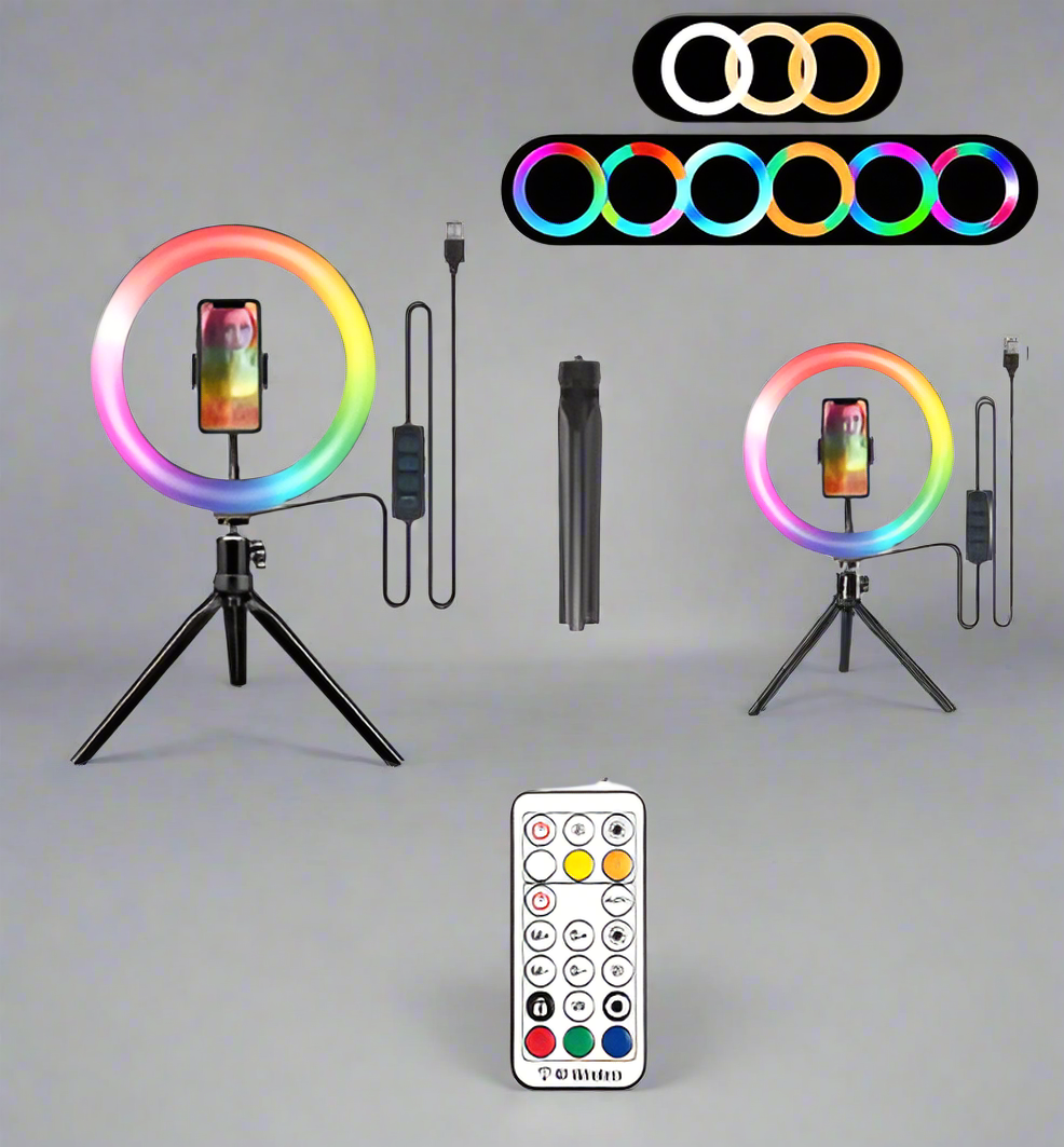 Anillo de luz Aurora RGB con control remoto: perfecto para videos, fotografía y creación de contenido