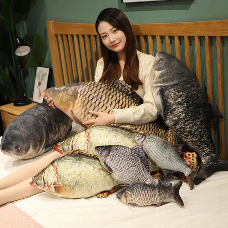 Juguete divertido de la felpa de los pescados - almohada rellena gigante del animal de la carpa suave | Cojín de Sueño Creativo para Niños y Niñas | Regalo de Navidad