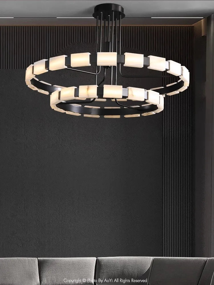 Volga Nutane Modern Large Natural Marble Chandelier