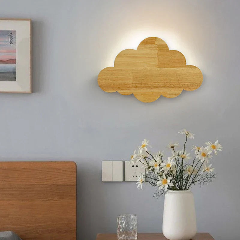 Lámparas de pared de madera en forma de nube