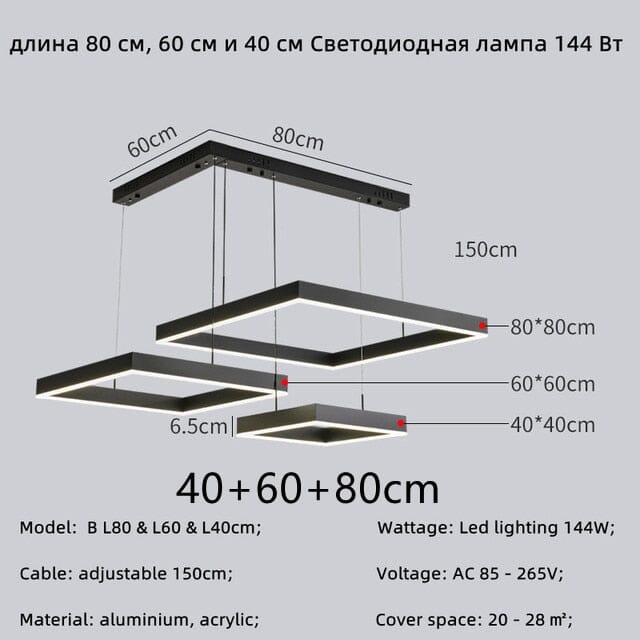 Square pendant chandelier