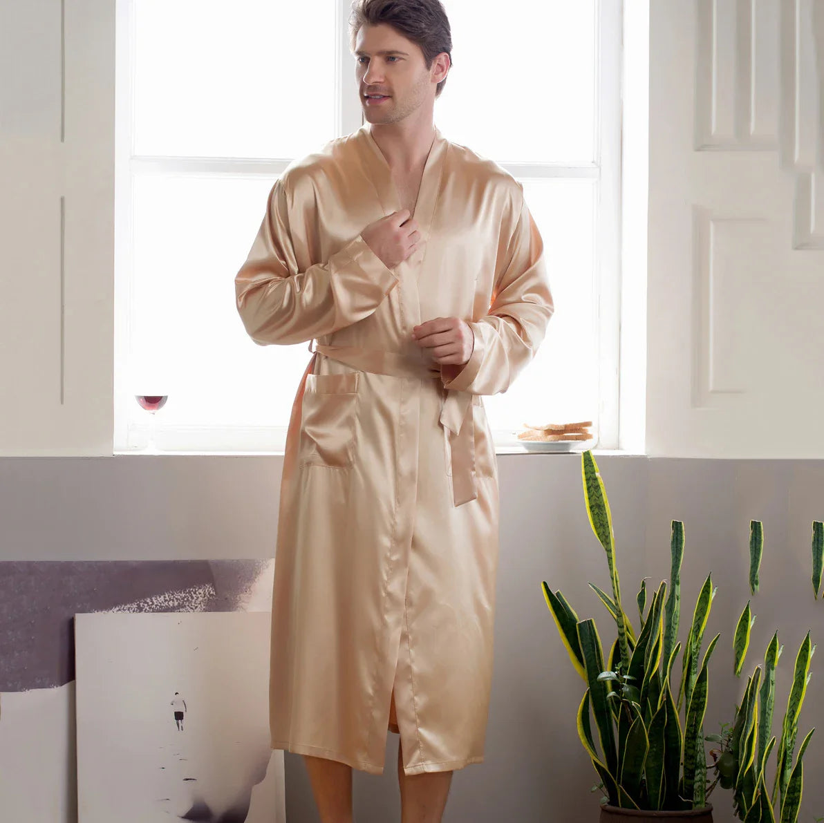 Robe de Cetim 3XL para Homem Sara - Pijamas de Luxo para Casamento