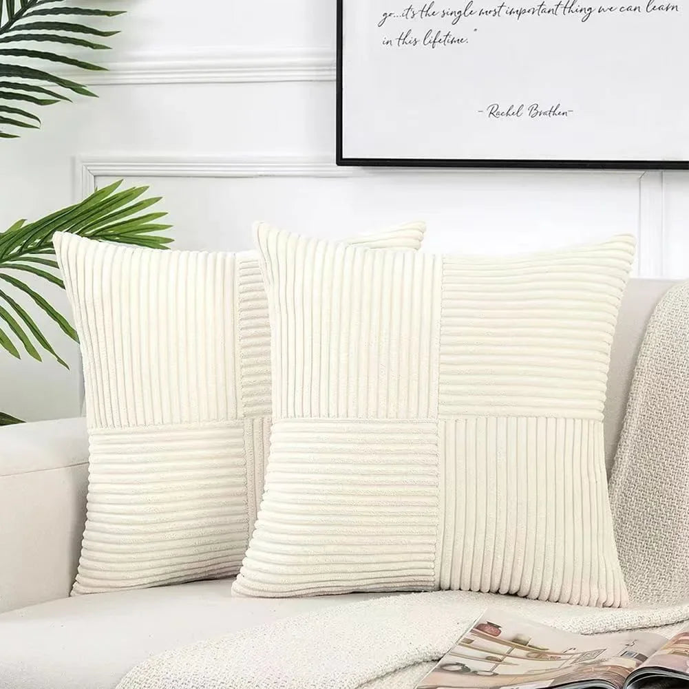 StripeCozy - Soft Corduroy Cushion Cover for Home Decor