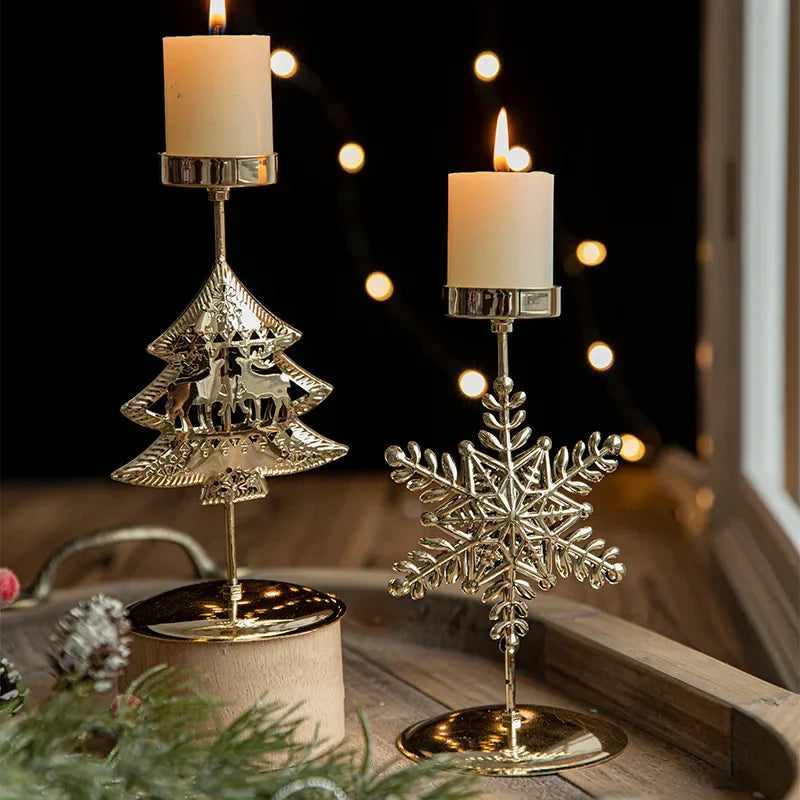 Golden Christmas Candle Holder