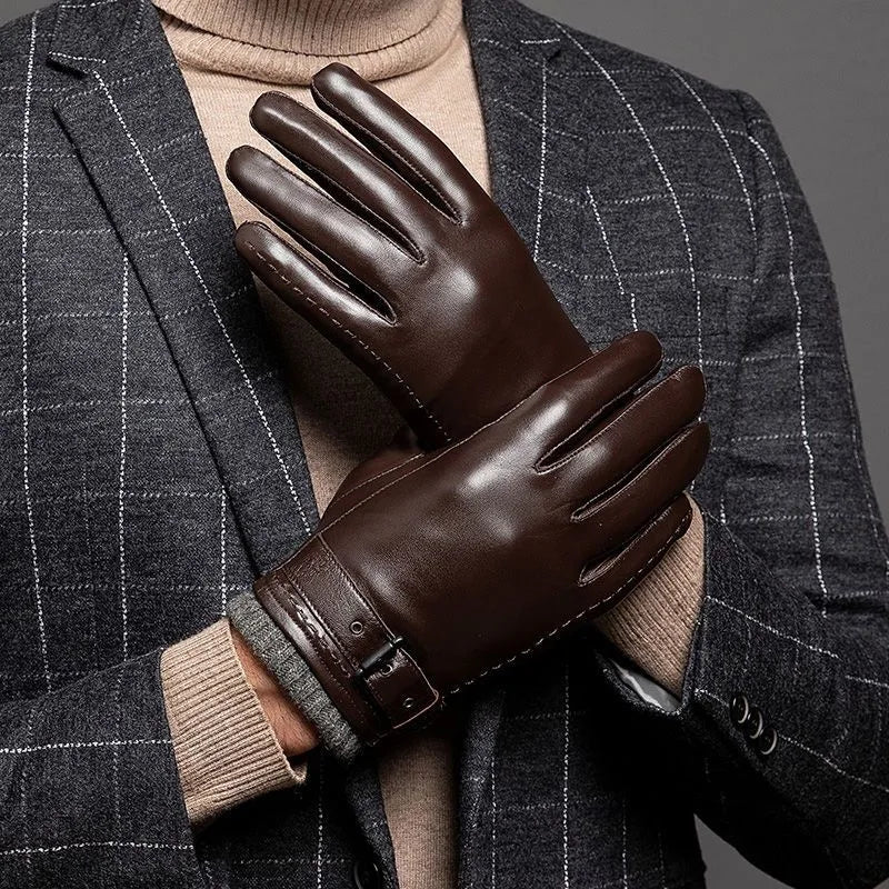 Gants en cuir et cachemire