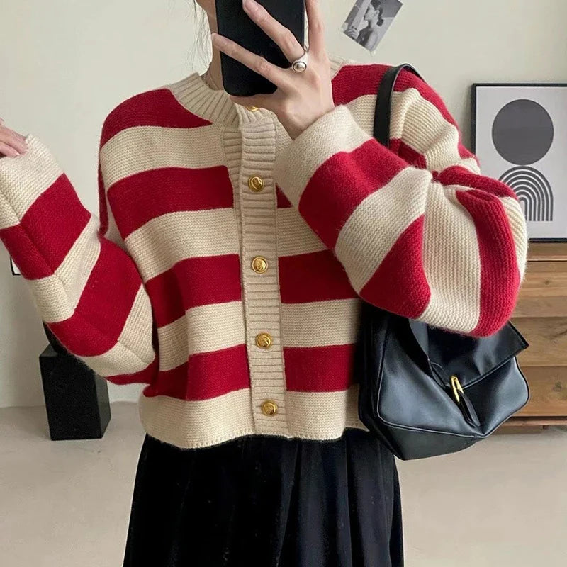 Josephine: Striped Knitted Cardigan/sweater