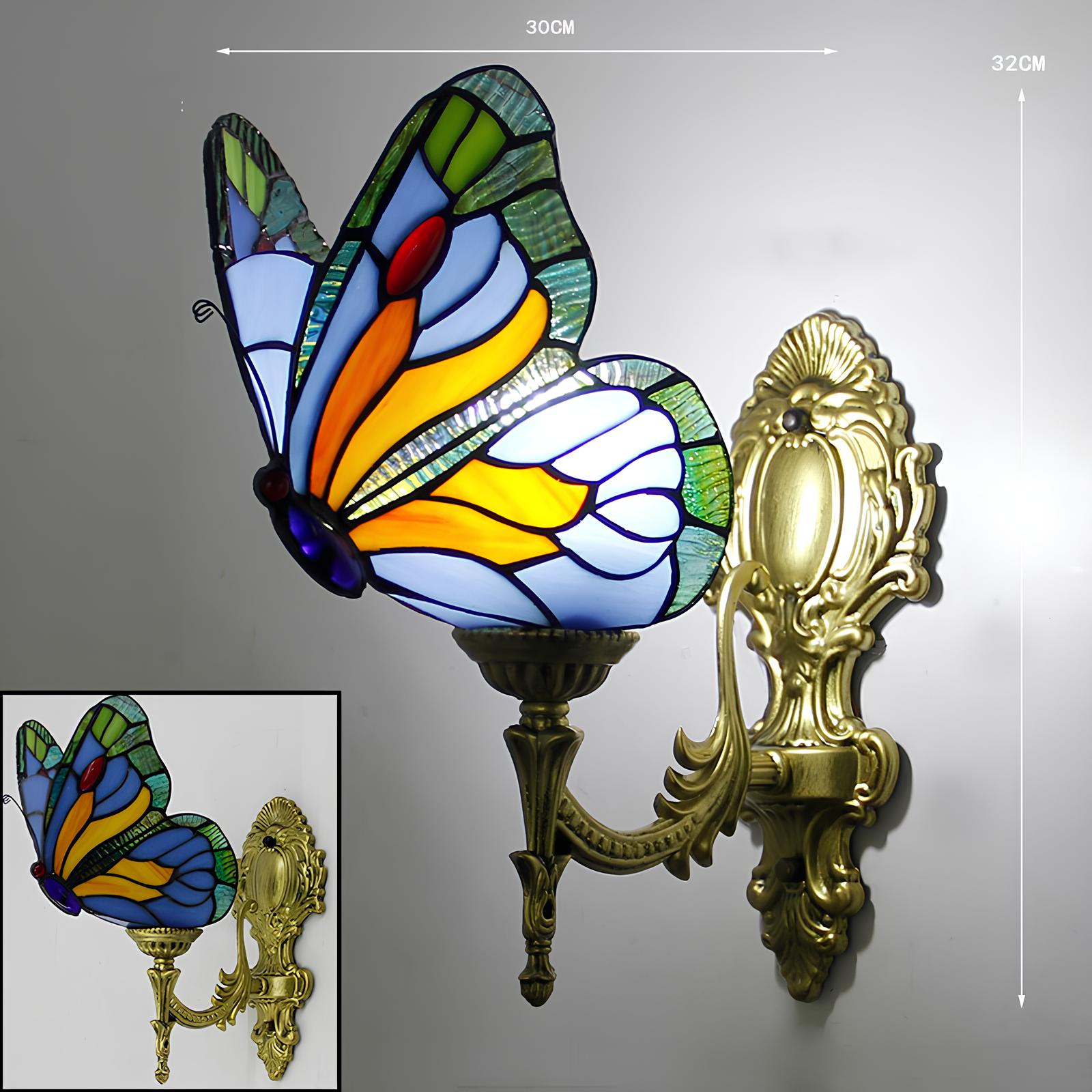 Applique murale papillon style vitrail Tiffany