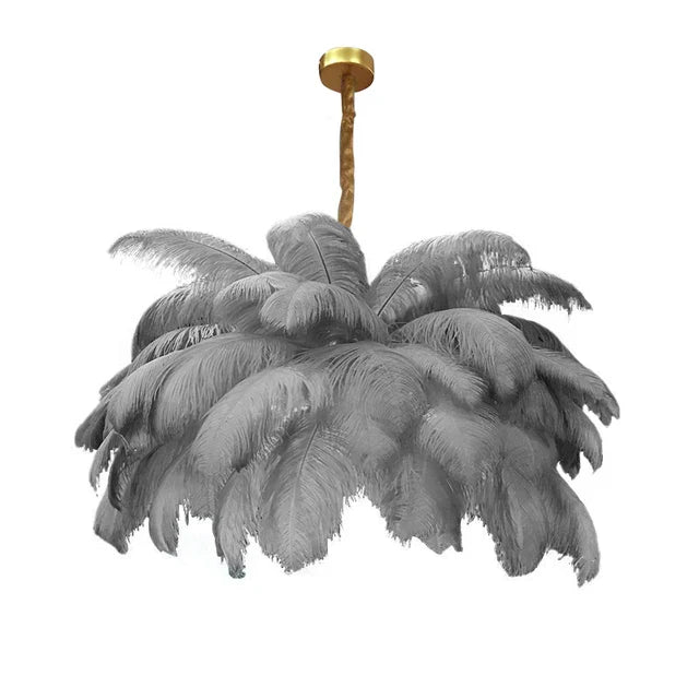 Lustre en plumes d'autruche