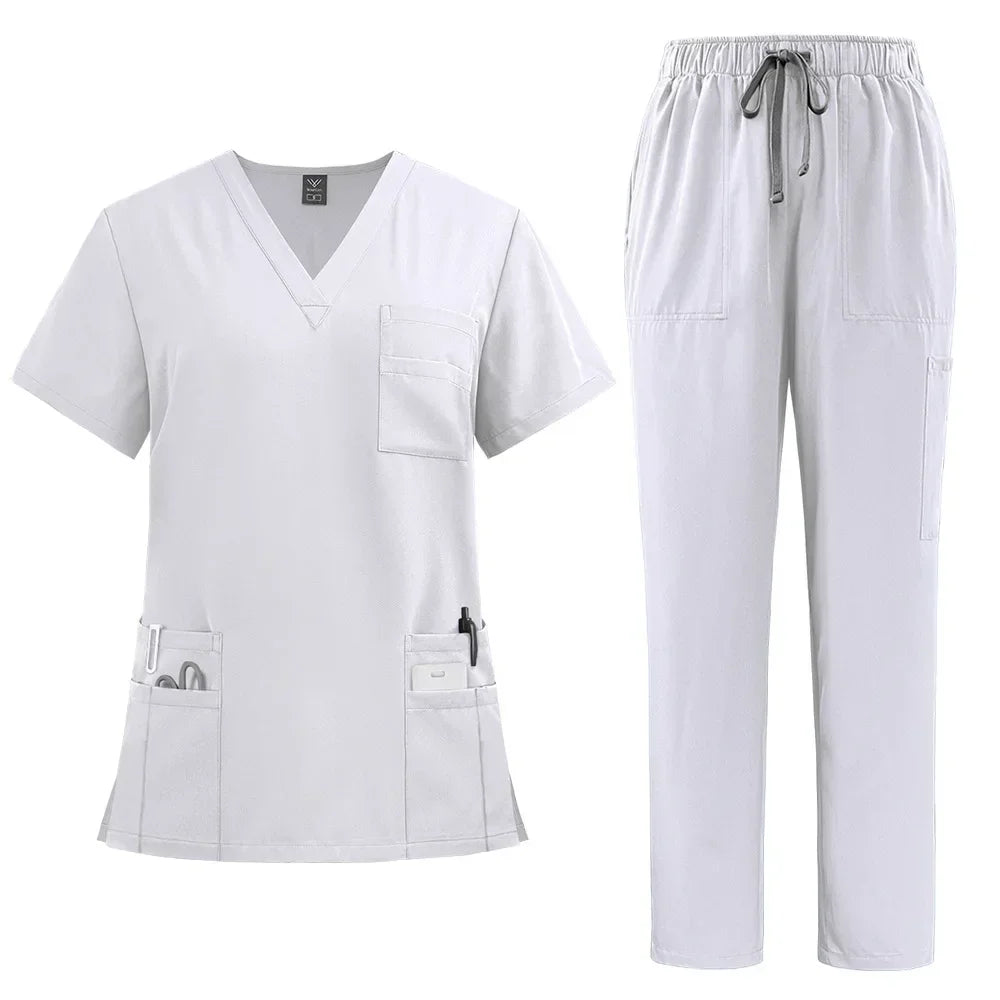 Classic Nurse Scrubs Set for Men & Women – Medical Uniform, Surgical, Dental, Clinical Workwear – Top & Pants Set