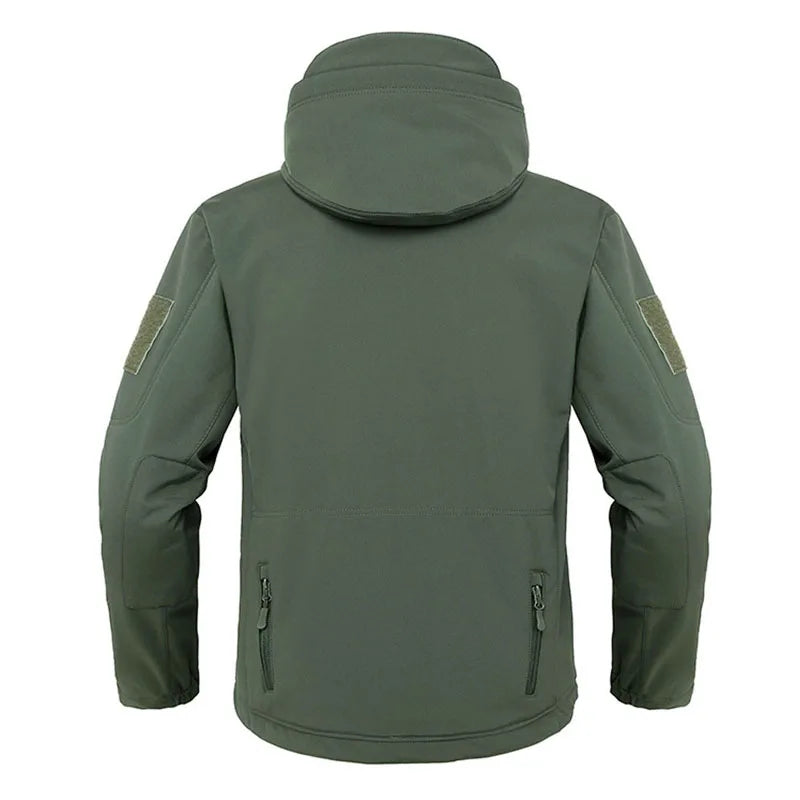 Chaqueta militar de piel de tiburón suave - Abrigo táctico con capucha resistente al viento e impermeable