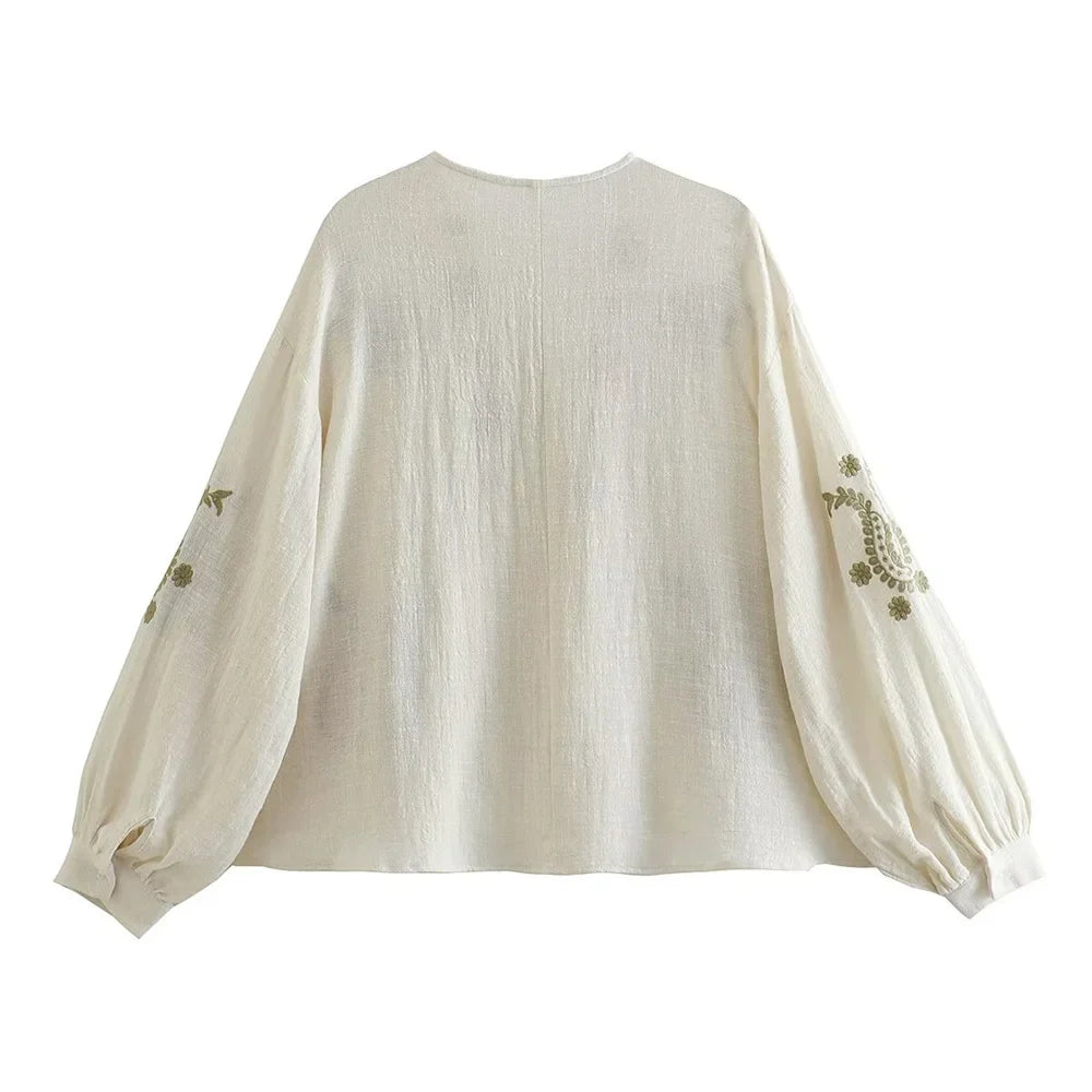 Boho bluse i bomuld