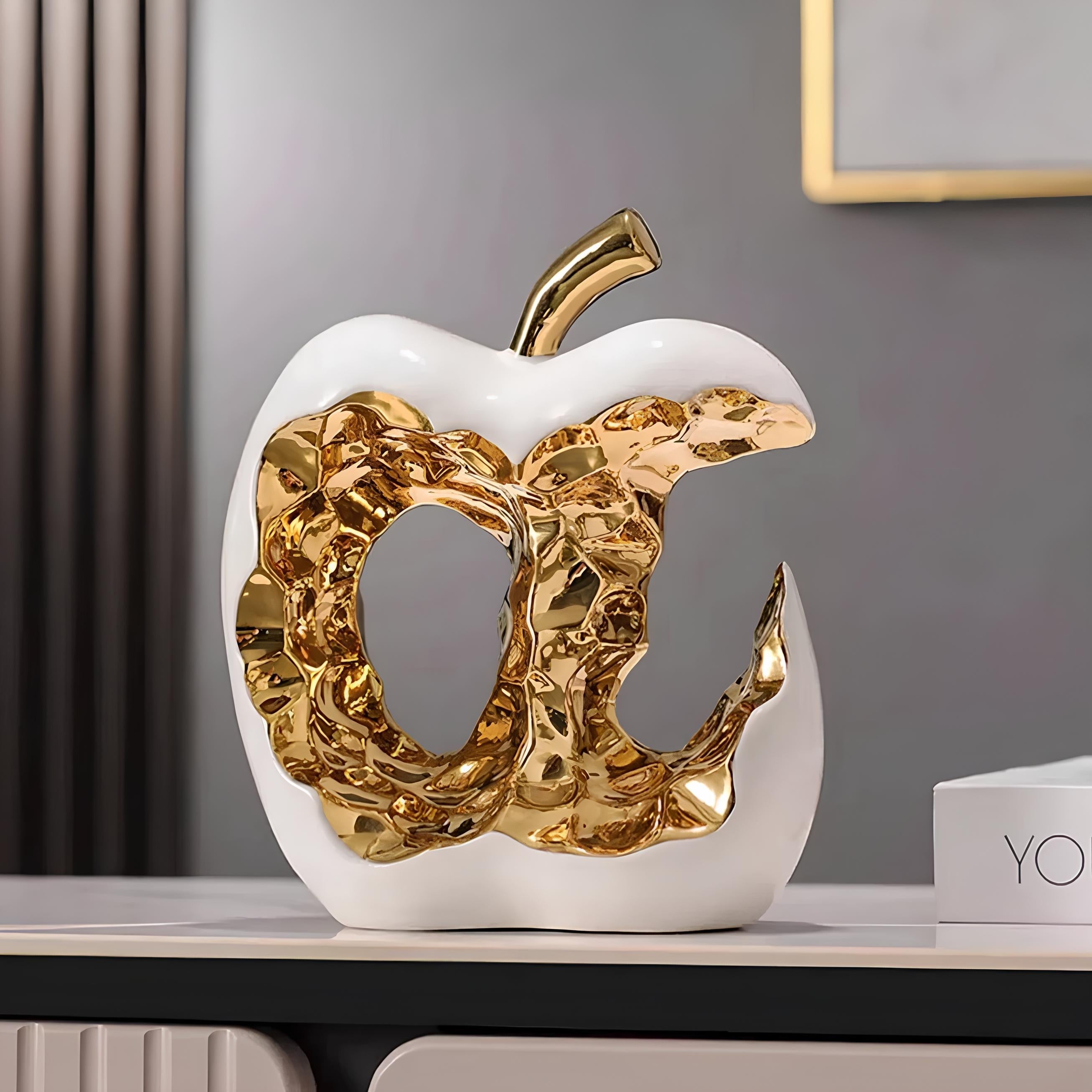 Gold-plated Hollow Apple Ceramic Sculpture Ornament