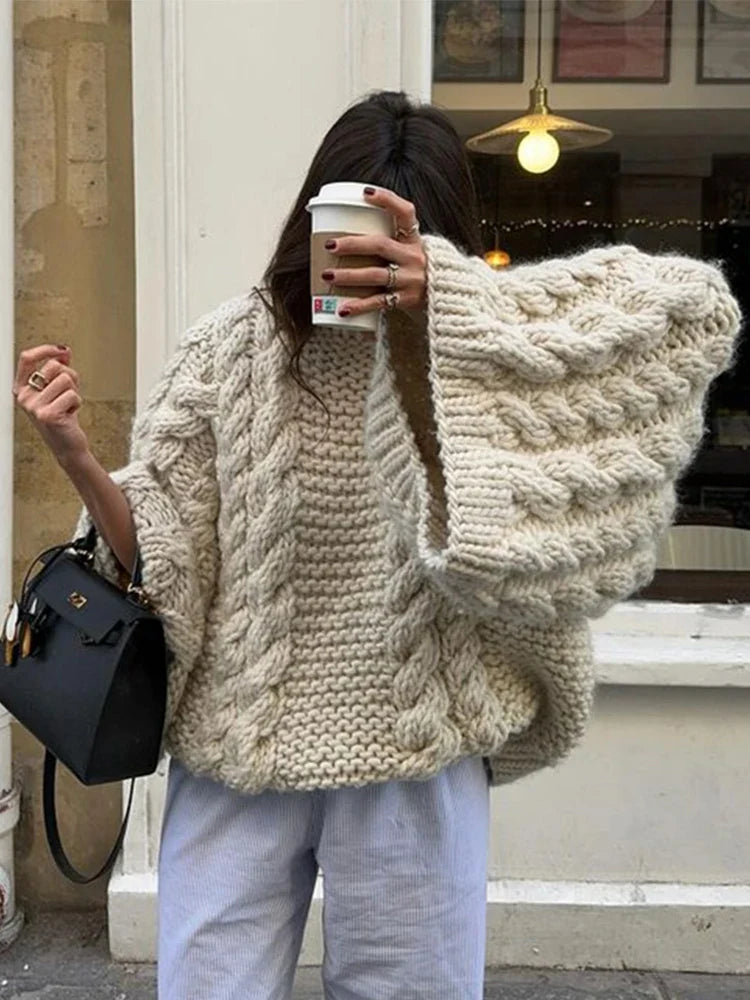 Emma's Cozy Knit - Oversized Casual Sweater dla kobiet