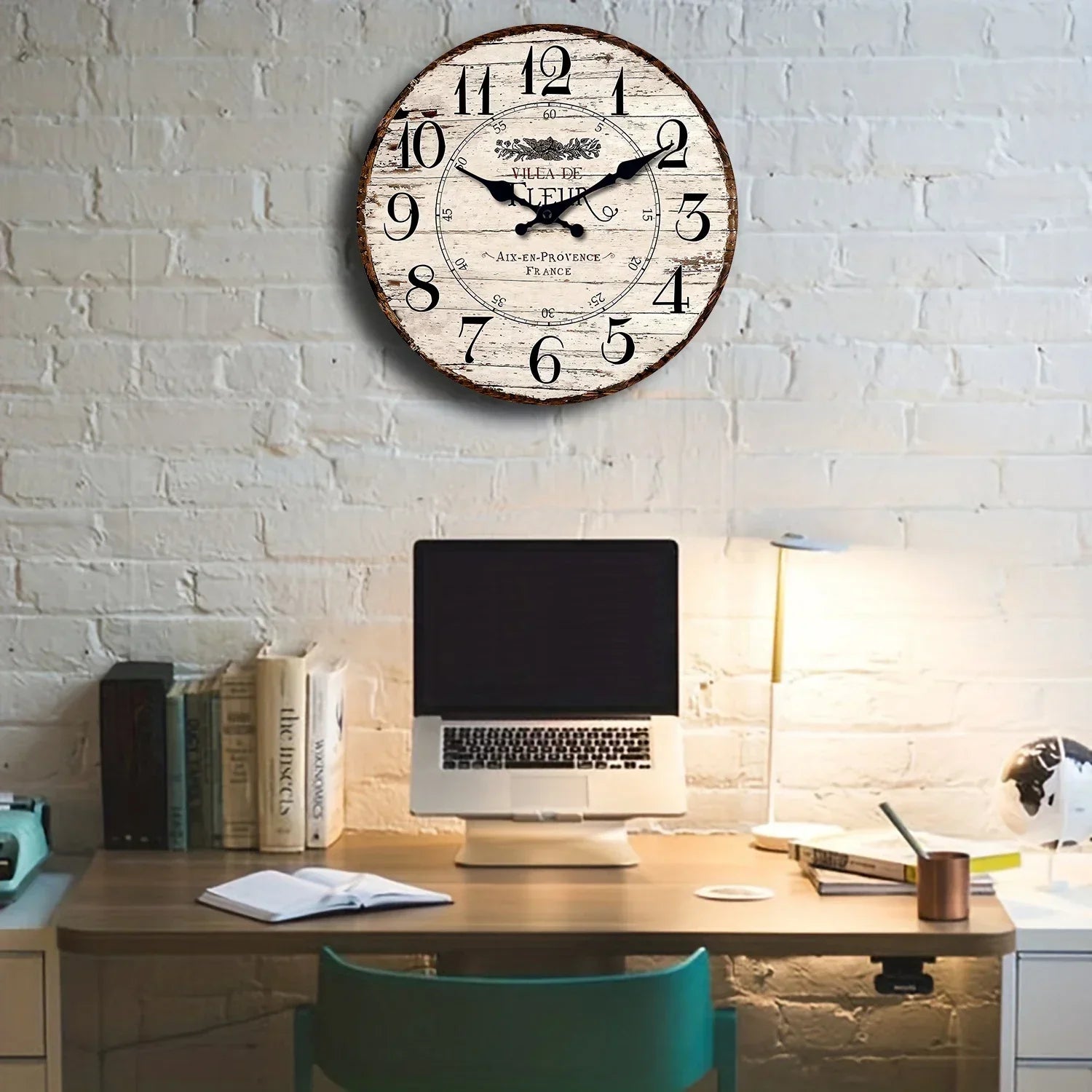 CountryTime – Reloj de pared rústico sin tictac