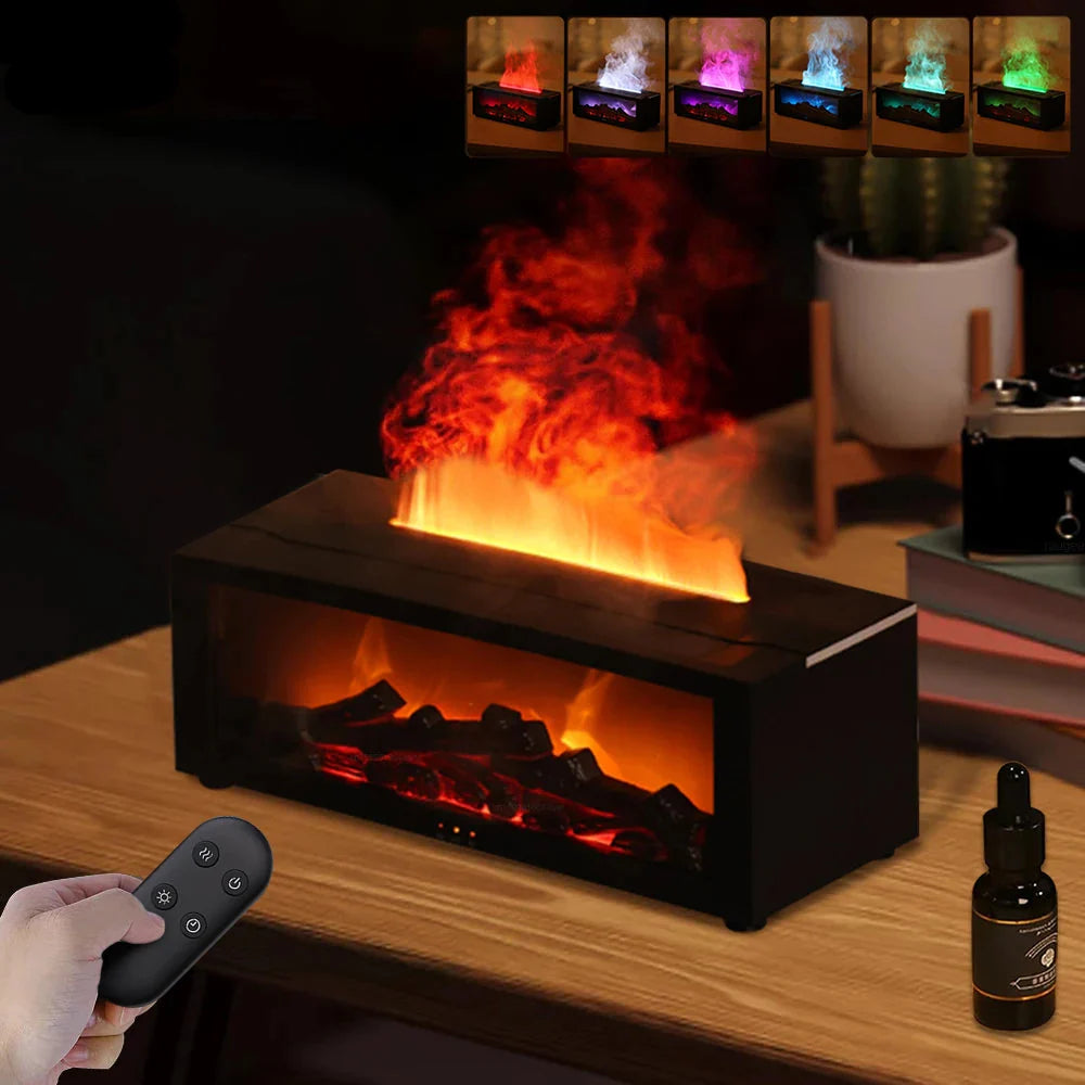 Diffusore di oli essenziali FlameGlow – Umidificatore per aromaterapia con 7 luci LED