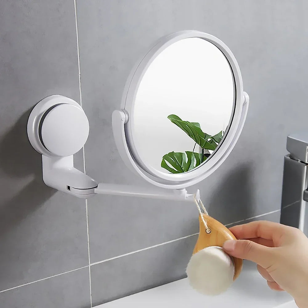 Sara Wall-Mounted Foldable Extending Arm Makeup Mirror – Double-Sided Swivel, No-Drill Installation