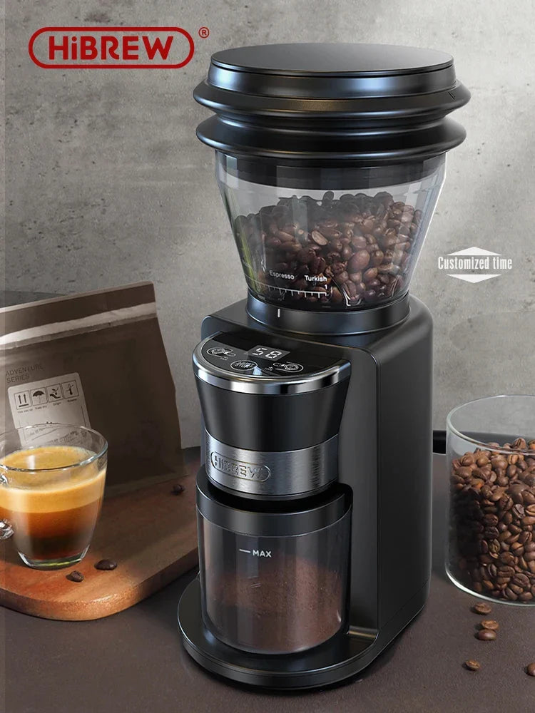 HiBREW Automatic Burr Mill Electric Coffee Grinder with 31 Gears for Espresso, American Coffee & Pour Over – Visual Bean Storage (G3)