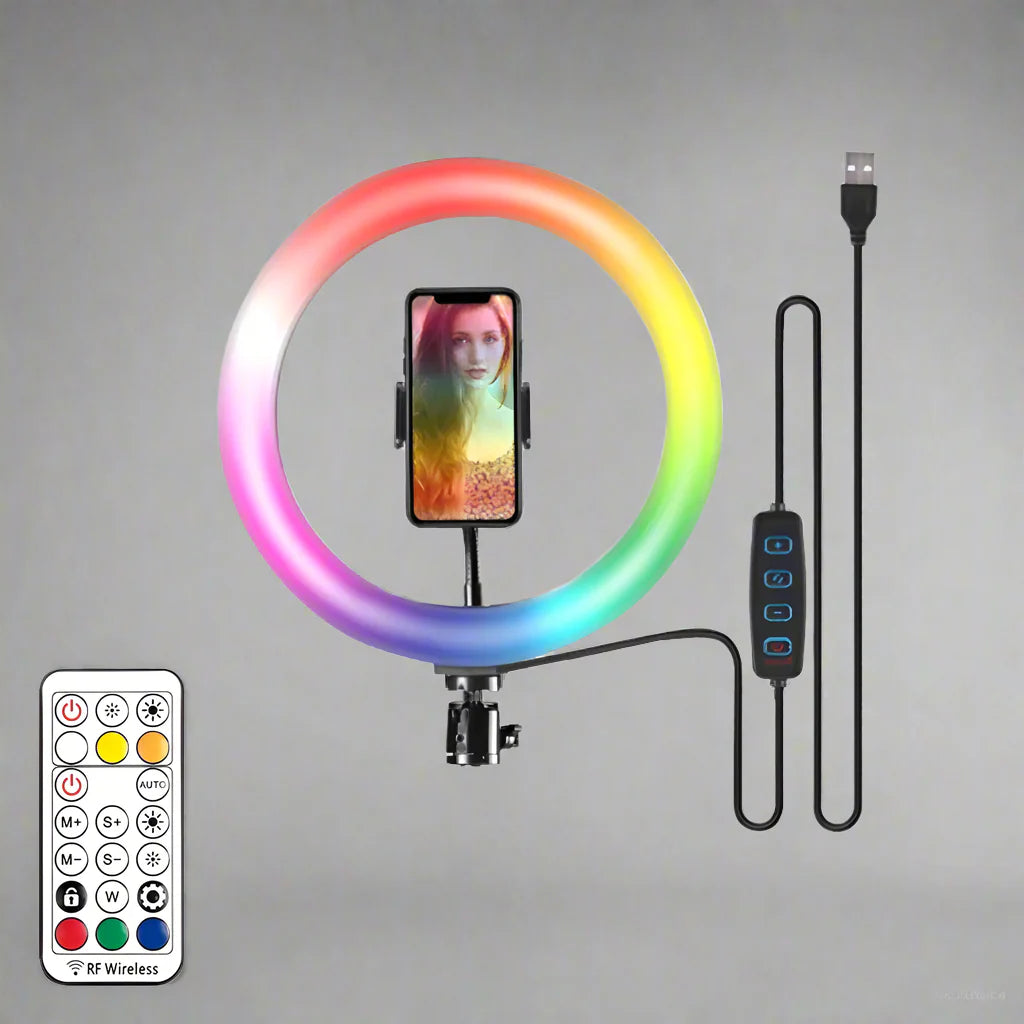 Anillo de luz Aurora RGB con control remoto: perfecto para videos, fotografía y creación de contenido