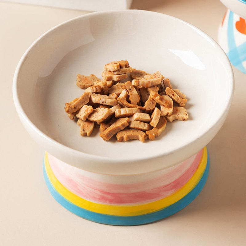 Sweetheart Ceramic Round Elevated Cat Bowls