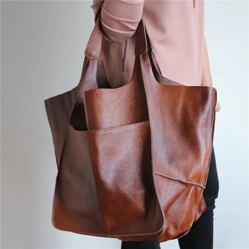 MILLICENT | OVERSIZED LEDEREN TOTE BAG