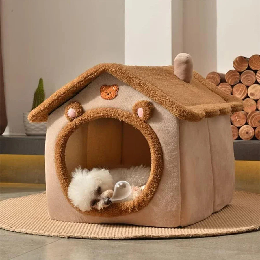 Niche pliable pour animaux de compagnie - Grotte pour chat amovible et lavable | Lit douillet pour petits chiens et chats