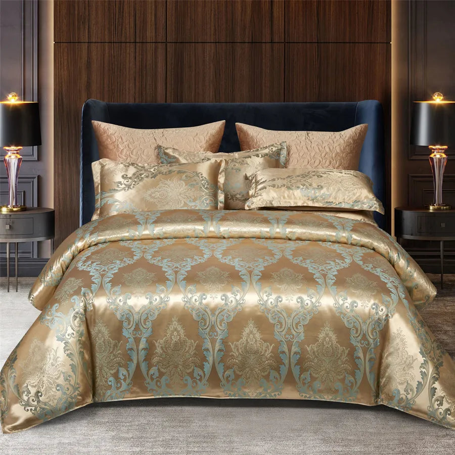 Wostar Satin Rayon Jacquard Duvet Cover 220x240 Summer Luxury Double Bed Duvet Bedding Set