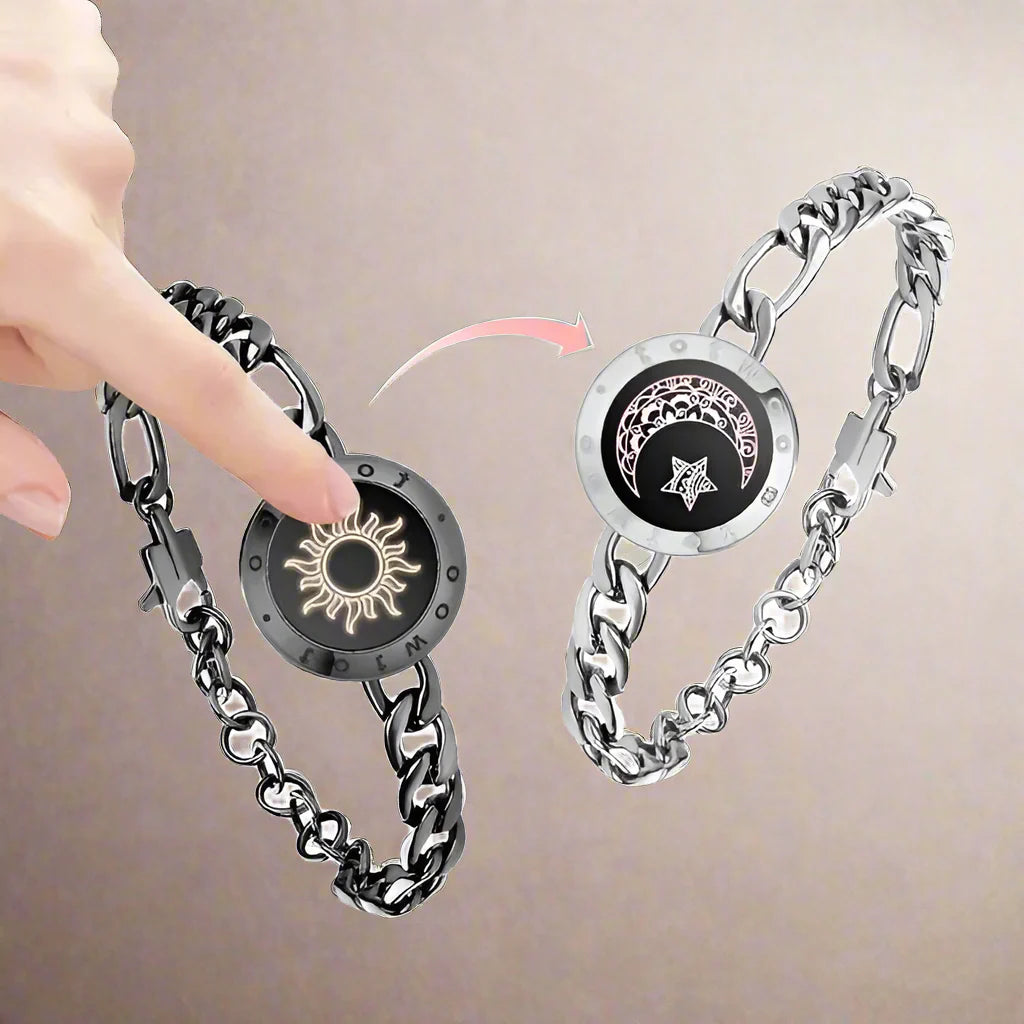 Pulseras de amor totwoo de sol y luna, pulseras táctiles de relación de larga distancia que se iluminan y vibran para parejas, regalos