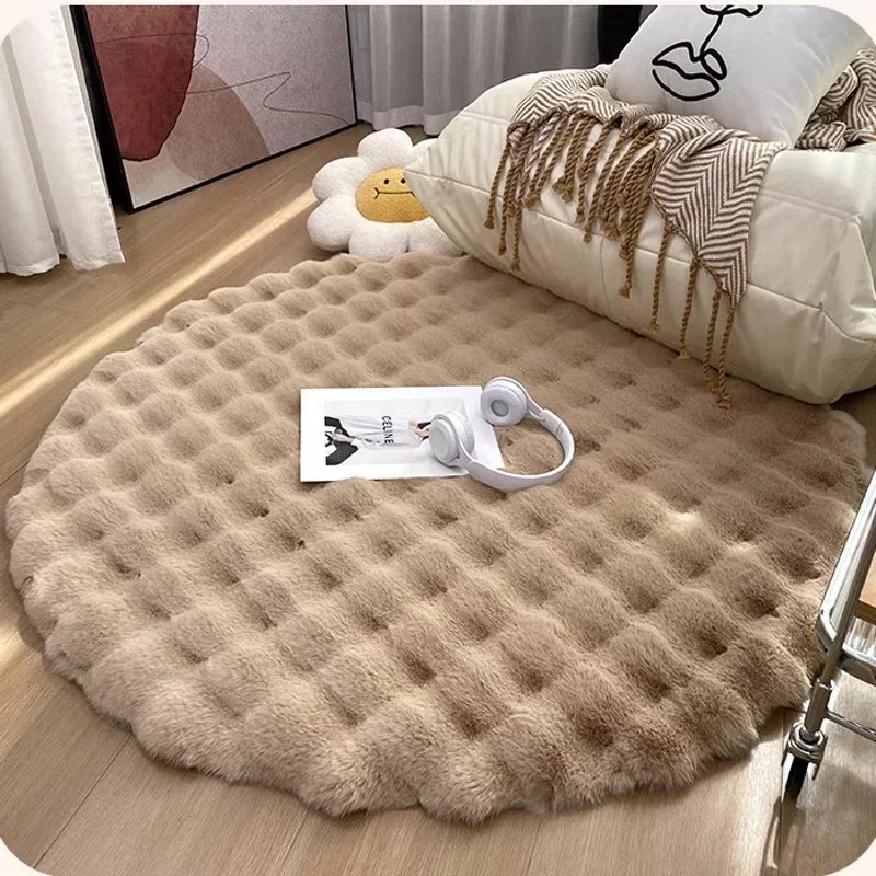 Tapis rond nordique en peluche