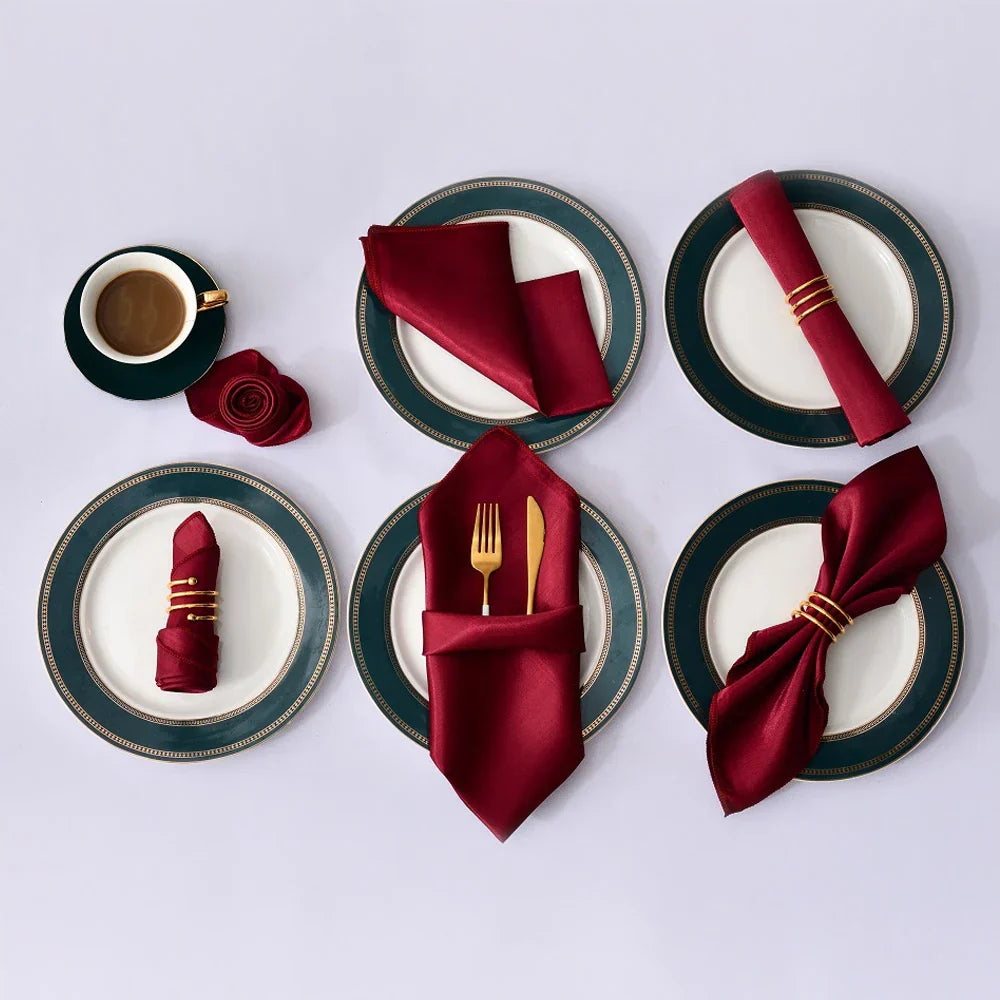 Satin Table Napkins, Set of 12, Size 30x30cm