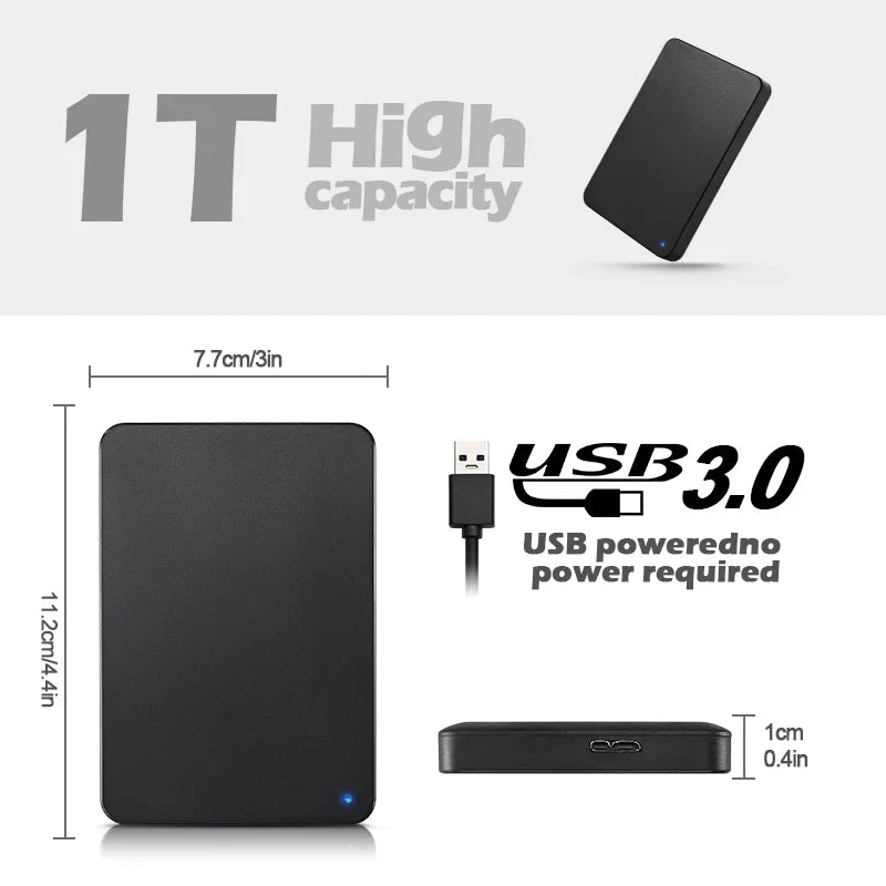 Portable External Hard Drive 250GB, 320GB, 500GB, 640GB, 1TB | USB 3.0 High-Speed HDD for Laptop, PC, MacBook, PS4, PS5