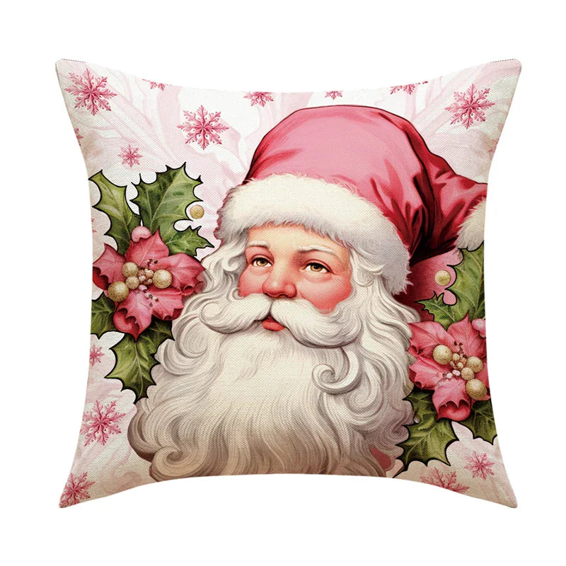 Housse de coussin en lin bonhomme de neige de Noël 45x45cm