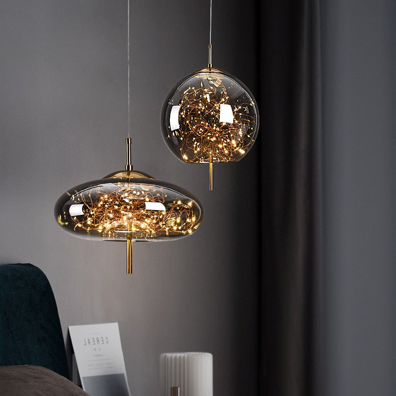 Lampe à suspension en verre Haydée