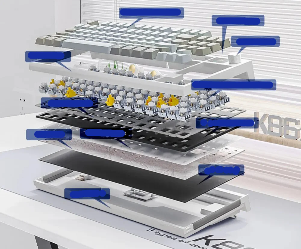 K86 Trådlöst Hot-Swappable Mekaniskt Tangentbord Bluetooth/2,4g med skärm och volym vridknapp för spel och arbete