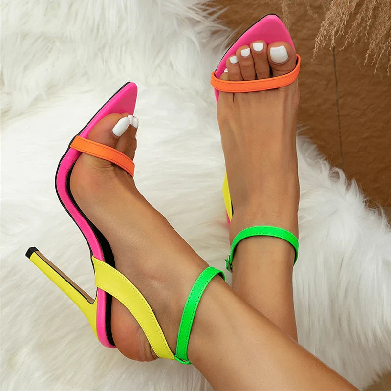 Neon Nights Rainbow Stiletto Heels -kengät