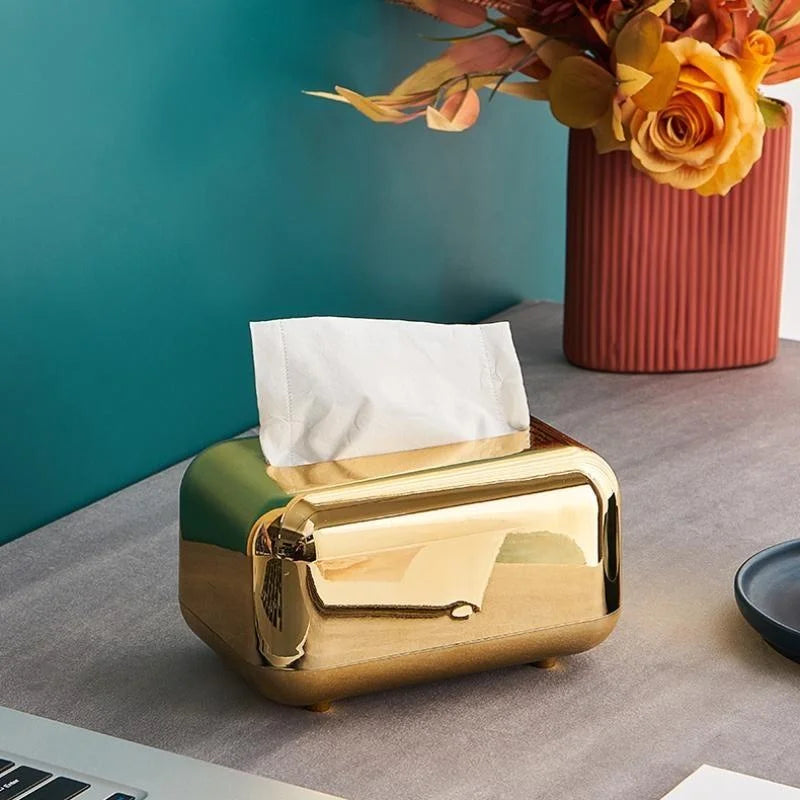 Amandi luxe gouden en zilveren tissuehouder – elegante, duurzame organizer voor hedendaagse ruimtes