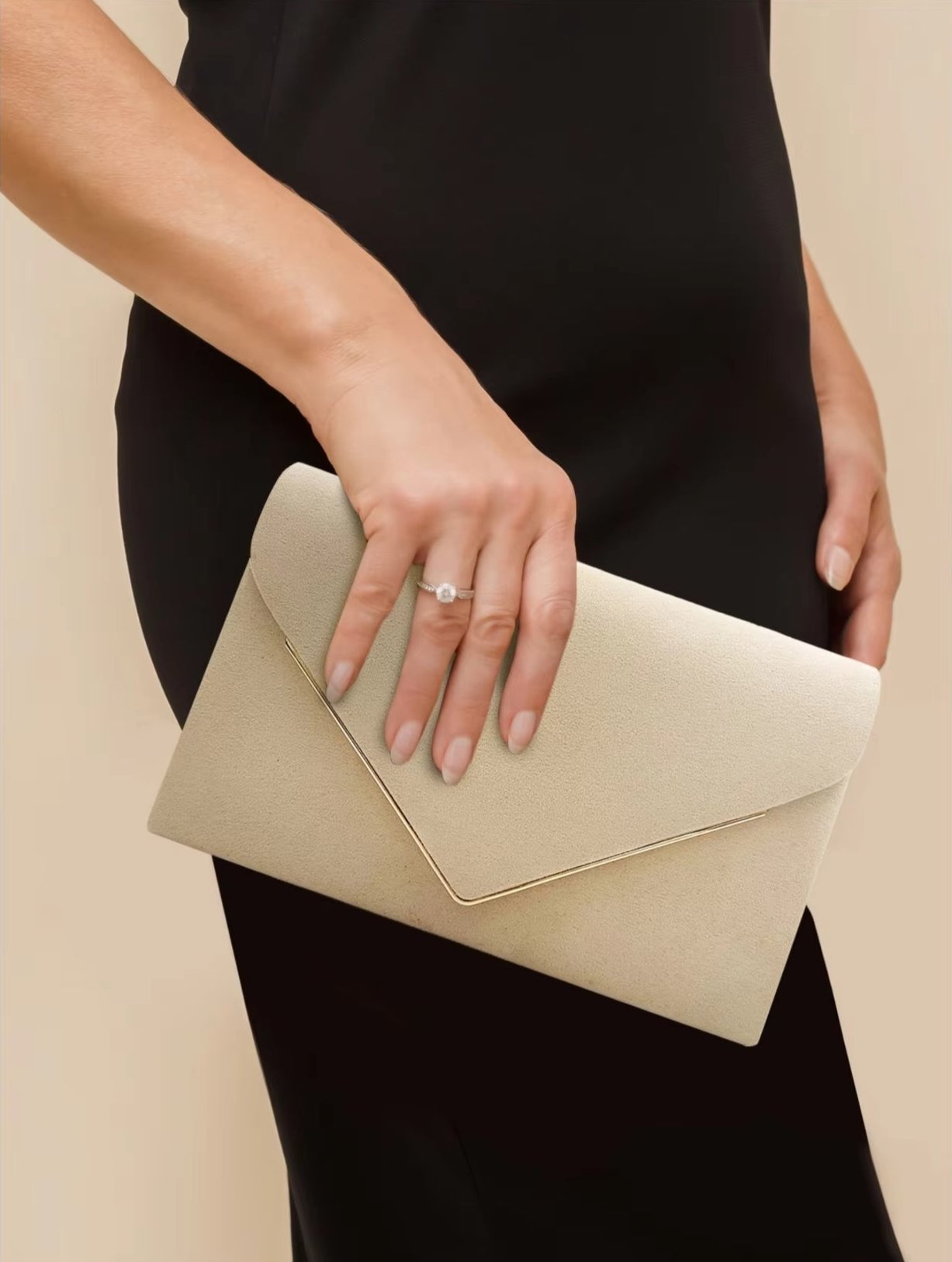 Segreto Suede-style Velvet Envelope Clutch Bag